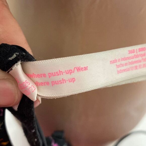 PINK Victoria Sectret WEAR EVERYWHERE WEAR  PUSH-UP BRA, Pure Black Floral Print - Picture 7 of 7
